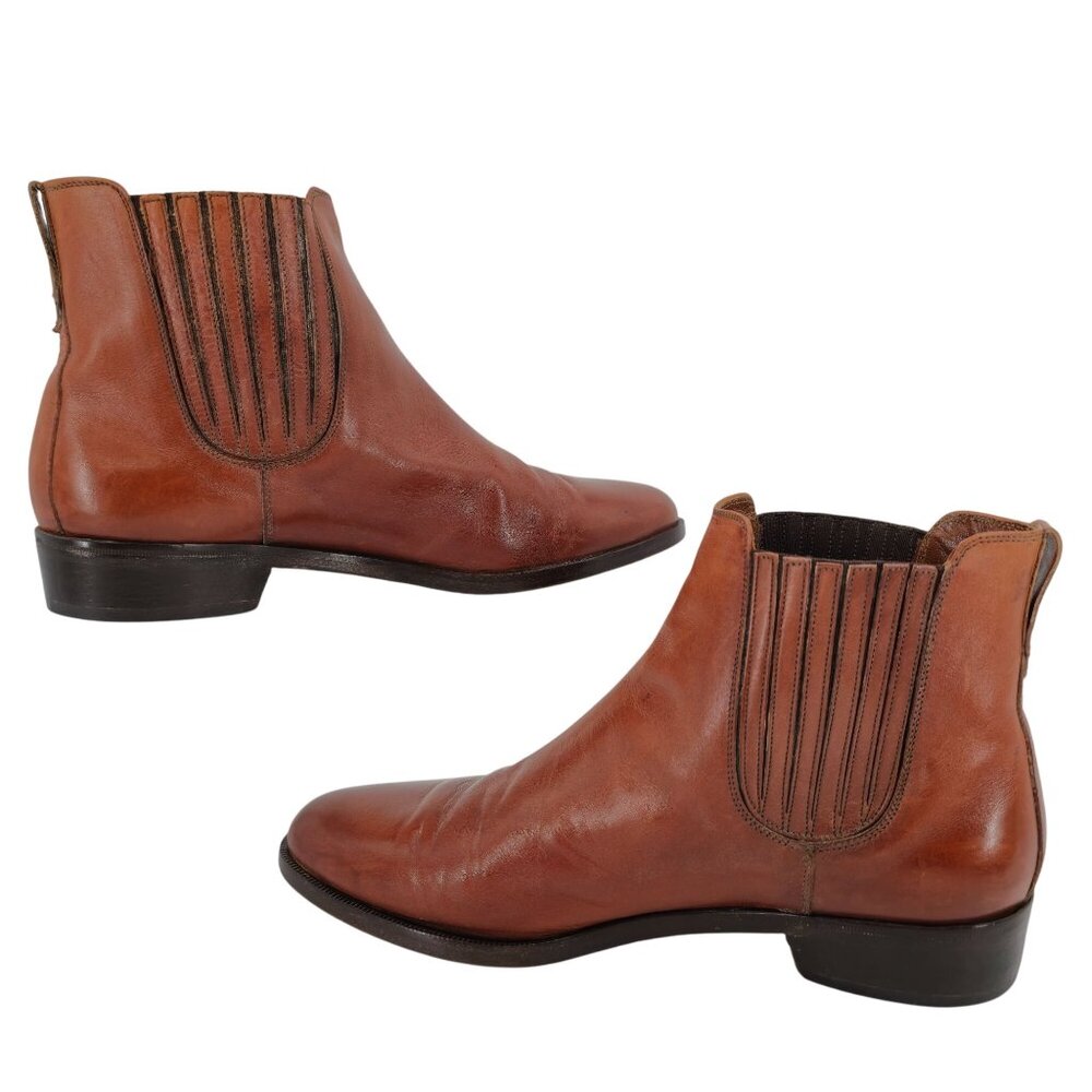 Vintage Bruno Magli Mens 10.5M Brown Calfskin Leather Chelsea Dress Boots Italy